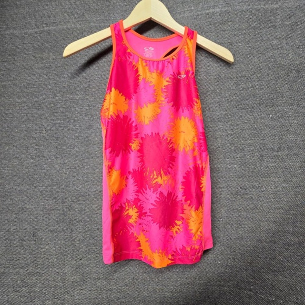 C9 by Champion Girls‎ Pink Orange Floral Athletic Tank Top Fitted Size L 10-12